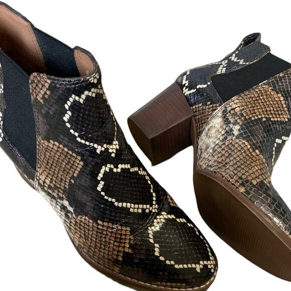 Madewell The Regan Ankle Boot size 5 NEW Snake Embossed Leather Block Heel - Picture 9 of 10